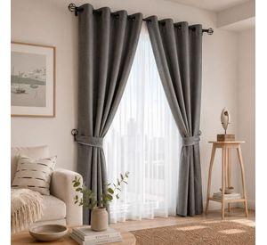 Set Cortina Rustica Con Argolla 8 Piezas Gris