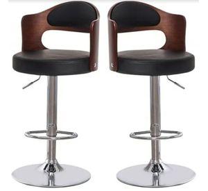 Pack 2 Sillas Bar Taburete Regulable Boscco Madera/Ecocuero