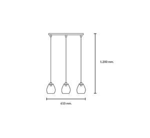 Lámpara Colgante Beas 3 Luces Dorado Mate