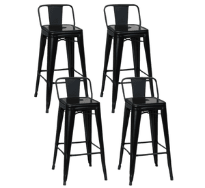 Pack 4 Pisos y sillas bar MKP Tolix Clásico Negro 66cm