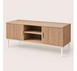 Rack de TV Fanty 120 cm con Puertas Ranuradas y Nicho Central