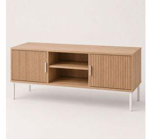 Rack de TV Fanty 120 cm con Puertas Ranuradas y Nicho Central