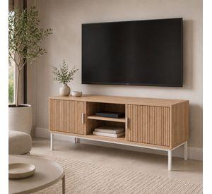 Rack de TV Fanty 120 cm con Puertas Ranuradas y Nicho Central