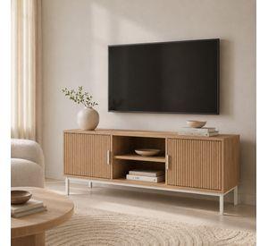 Rack de TV Fanty 120 cm con Puertas Ranuradas y Nicho Central