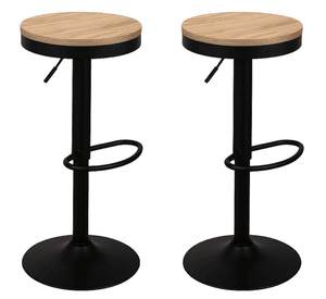 Pack 2 Pisos y sillas bar MKP Regulable Piso Bar Asiento De Madera Negro
