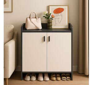 Zapatero Grey 2 Puertas Organizador 3 Estante 81x61x32 Cm