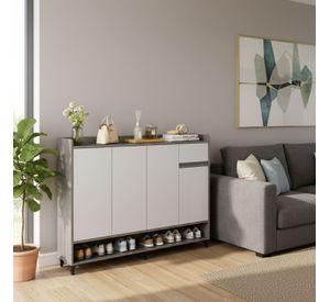 Zapatero Silver 4 Puertas con Cajon Organizador Estante 120Cm