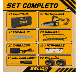 Motosierra Inalámbrica 8 Belida 2 Baterías Y Cargador