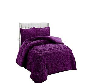 SET COBERTOR DE INVIERNO CON TEXTURA 1.5 PLAZA 180X200CM P VIOLETA