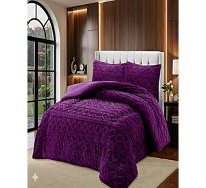 SET COBERTOR DE INVIERNO CON TEXTURA 1.5 PLAZA 180X200CM P VIOLETA
