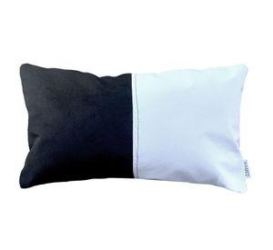Cojin Decorativo EcoCuero Blanco y Negro 50x30 Relleno