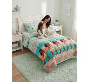 Cubrecama Plumon Infantil Diseño Tropical Turquesa Plaza y Media