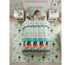 Cubrecama Plumon Infantil Diseño Tropical Turquesa Plaza y Media