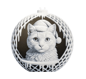 Adorno Navideño - Bola de navidad cara de gato pack 6