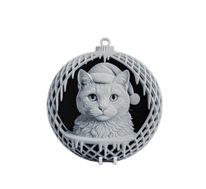 Adorno Navideño - Bola de navidad cara de gato pack 6