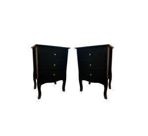 SET 2 VELADORES DORMITORIO IMPERIA 3 CAJONES NEGRO