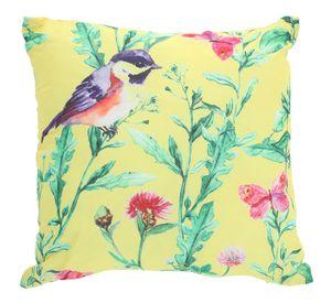 Cojin Mas Funda Decorativa Bucolicos Pajaros Fondo Amarillo 45x45 cm