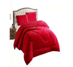 COBERTOR CON CHIPORRO PLUSH PLAZA Y MEDIA COLOR ROJO