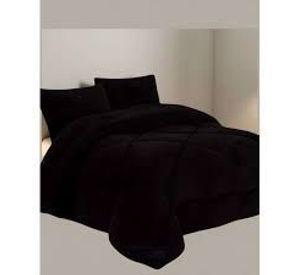 Cobertor Plush Con Chiporro Negro 2 Plazas + 2 Fundas Almohada