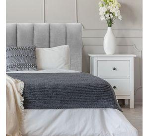 Respaldo de Cama Tubular Vertical Felpa Gris Plata - King