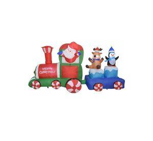 Inflable de Navidad tren navideño 2.2 m exterior con luz led multicolor