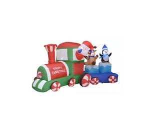 Inflable de Navidad tren navideño 2.2 m exterior con luz led multicolor
