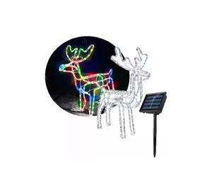 Reno solar de Navidad con luces LED 95 cm multicolor