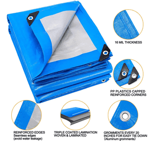 Lona carpa plegable 5x6 azul/gris blackout