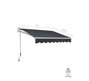 Toldo Retráctil 400x250 Cm Grafito Brazo Manual Para Terraza Vincenzi