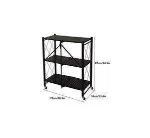 Repisa Estante 3 Niveles Metálica Plegable Resistente 90kg Color Negro