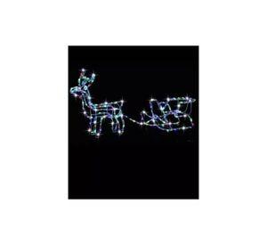 Adorno de reno con trineo de Navidad con 420 LED de 145 cm multicolor