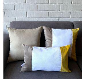 Cojin Decorativo EcoCuero Blanco Beige Amarillo 45x45 Relleno