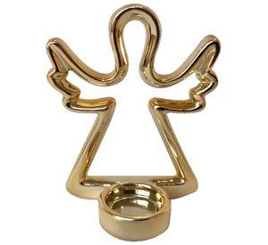 Portavela Decorativo Angel Navideño Gold