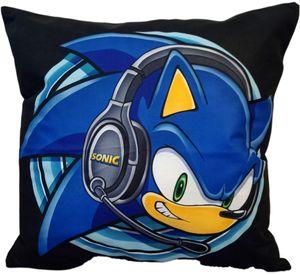 Cojín Felpa 45x45 cm Erizo Azul Fondo Negro Extra Suave