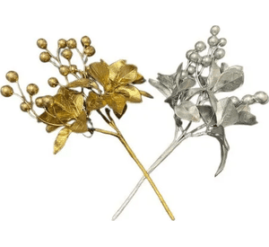 Ramas De Navidad Bayas Con Tallo Flores Navideñas X1