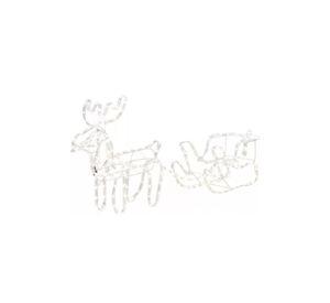 Adorno de reno con trineo de Navidad con 420 LED de 145 cm blanco