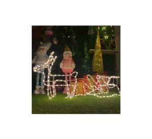 Adorno de reno con trineo de Navidad con 420 LED de 145 cm blanco