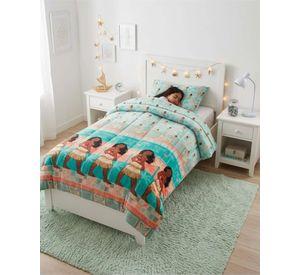Cubrecama Plumon Infantil Diseño Tropical Turquesa Plaza y Media