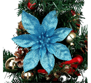 Flores Navideñas Con Clip 6cm Brillantes Con Glitter 10unid