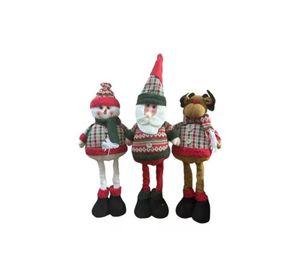 Pack x3 muñecos navideños pata larga pascuero, mono nieve rojo