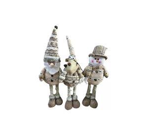 Pack x3 muñecos navideños pata larga pascuero, mono nieve rojo