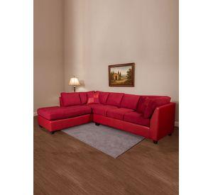 SECCIONAL PADUA IZQ PU ROJO/TELA VELVET BURDEO