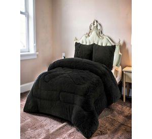 COBERTOR PELUDOS PLAZA Y MEDIA 180CM X 200CM COLOR NEGRO