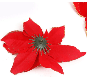 Flores Navideñas Adorno De Árbol Navidad Pack X10 Con Pinzas