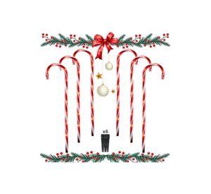 Pack 6 Bastones De Caramelo Grandes Para Exteriores de Navidad