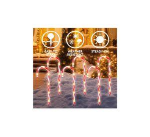 Pack 6 Bastones De Caramelo Grandes Para Exteriores de Navidad