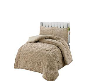 SET COBERTOR DE INVIERNO CON TEXTURA 1.5 PLAZA 180X200CM P CAFÉ C