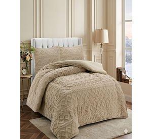 SET COBERTOR DE INVIERNO CON TEXTURA 1.5 PLAZA 180X200CM P CAFÉ C