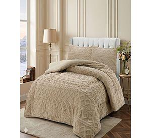 SET COBERTOR DE INVIERNO CON TEXTURA 1.5 PLAZA 180X200CM P CAFÉ C