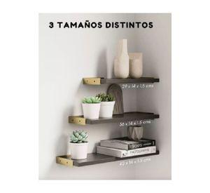Repisas Flotantes de Madera Multipropósito Kit 3 Negro con Dorado